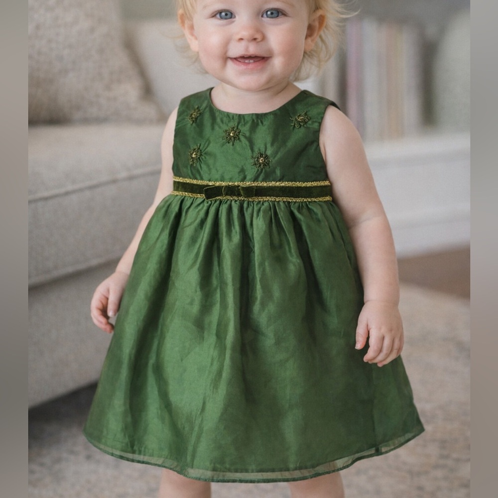 Good Lad Girls Embroidered Green Party Dress NWT